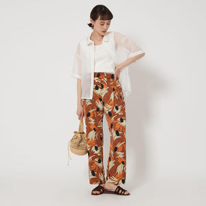 アート フラワー プリント パンツ