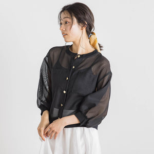 変わり織メッシュカーディガン≪手洗い可能≫