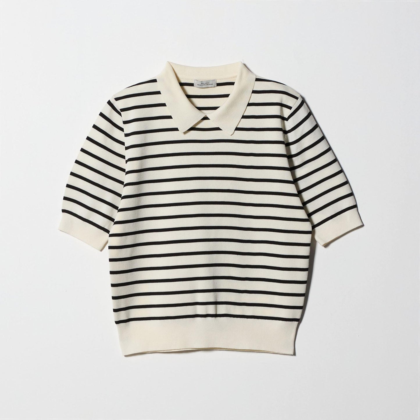 襟付き 5分袖 プルオーバー ニット