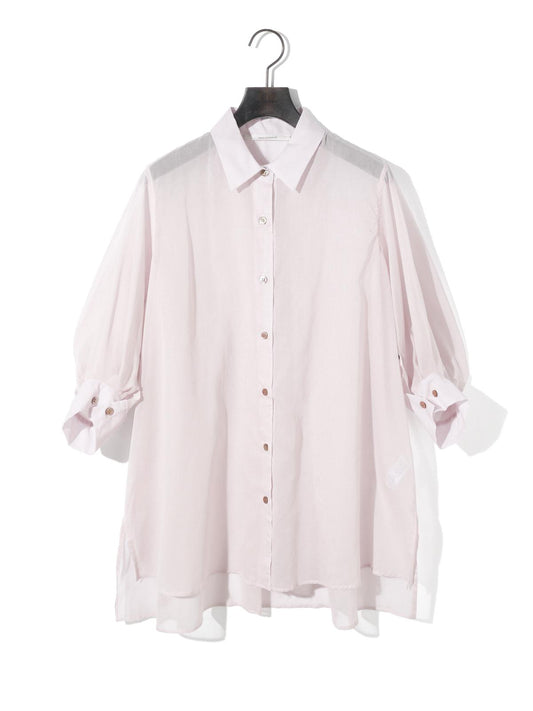 MIDIUMISOLID for Ladies シアースリットスリーブチュニックシャツ