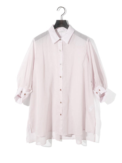 MIDIUMISOLID for Ladies シアースリットスリーブチュニックシャツ