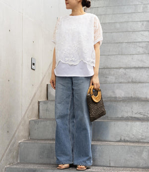 レースドッキングカットソートップス