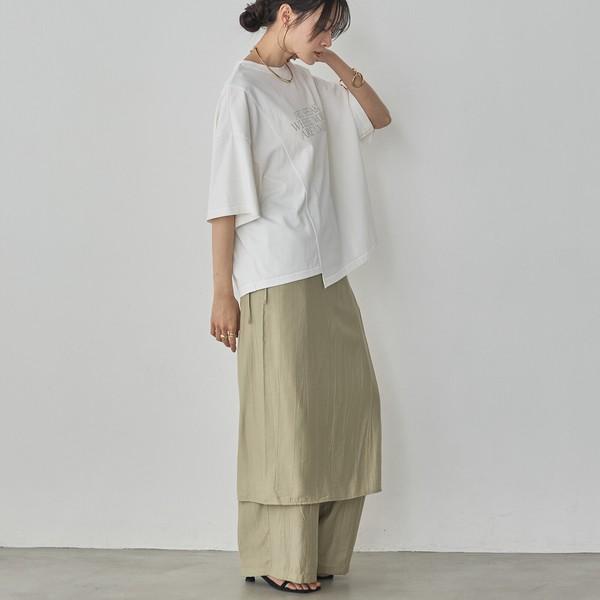 USAコットンアシンメトリーレタリングTシャツ