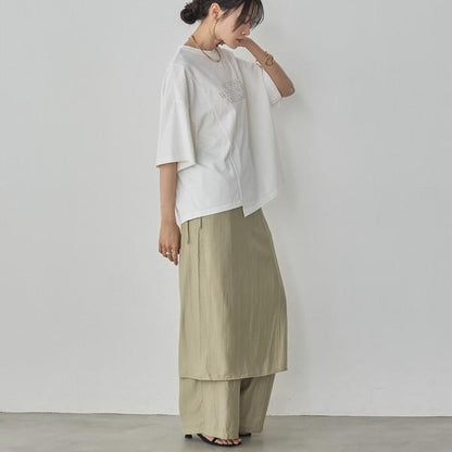 USAコットンアシンメトリーレタリングTシャツ