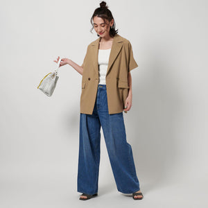 【WEB限定 Wardrobe DAILY MINIMAL】ハーフスリーブ ドルマンジャケット -ウォッシャブル-