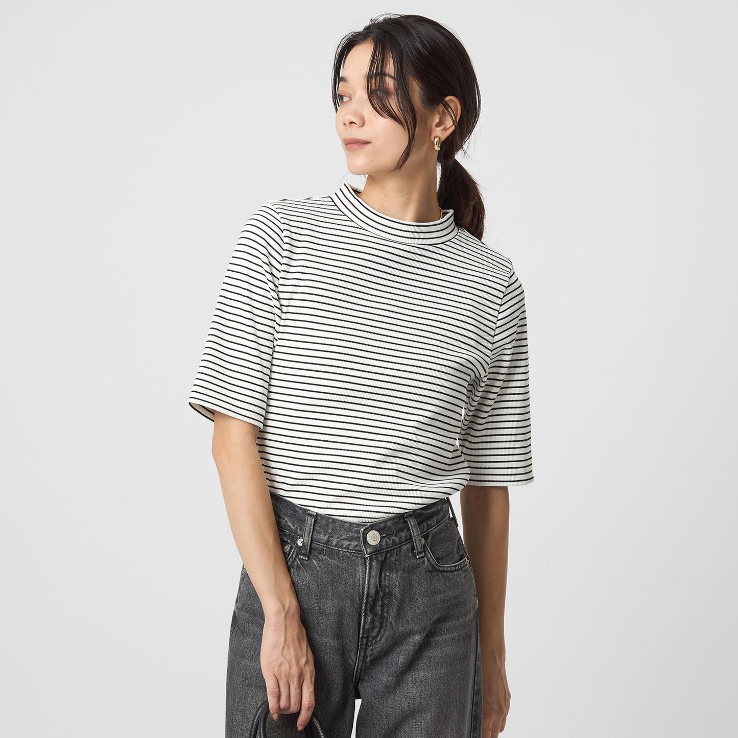 ニットライク モックネック カットソー