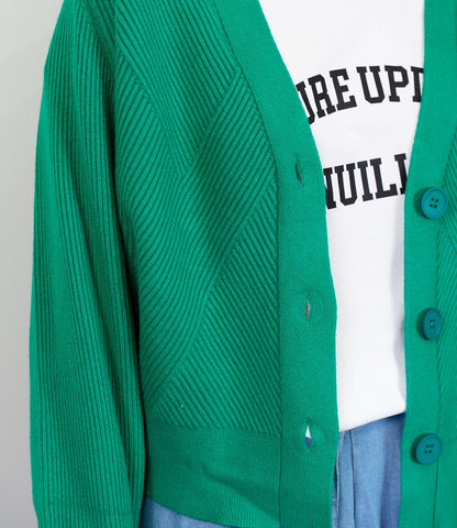 デザイン編みニットカーディガン