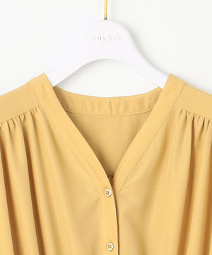 フロントボタンギャザー ワンピース