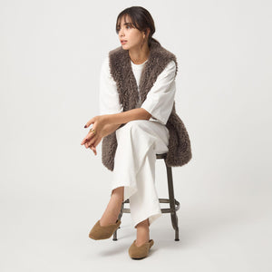 スクエア 2WAY フラットシューズ（ベージュ）