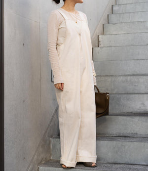 Vネックデニムライクオールインワン