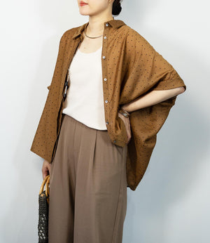 シアーフロッキードットブラウス