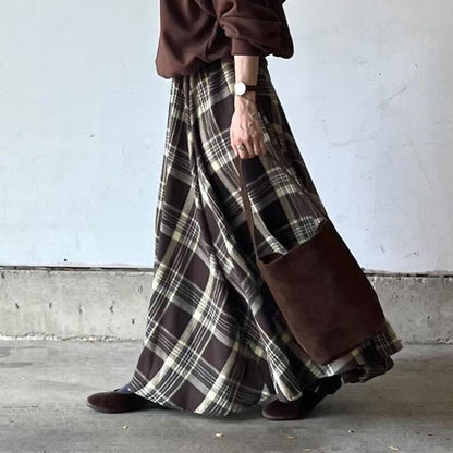 ムードチェックマキシロングスカート