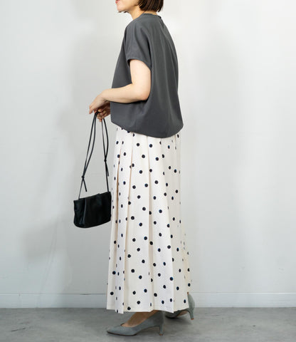 ランダムドットミモレタックスカート