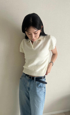 襟付きニットポロ