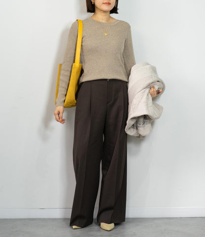 ラメリブクルーネックスリムニット