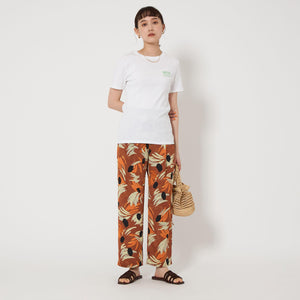 アート フラワー プリント パンツ