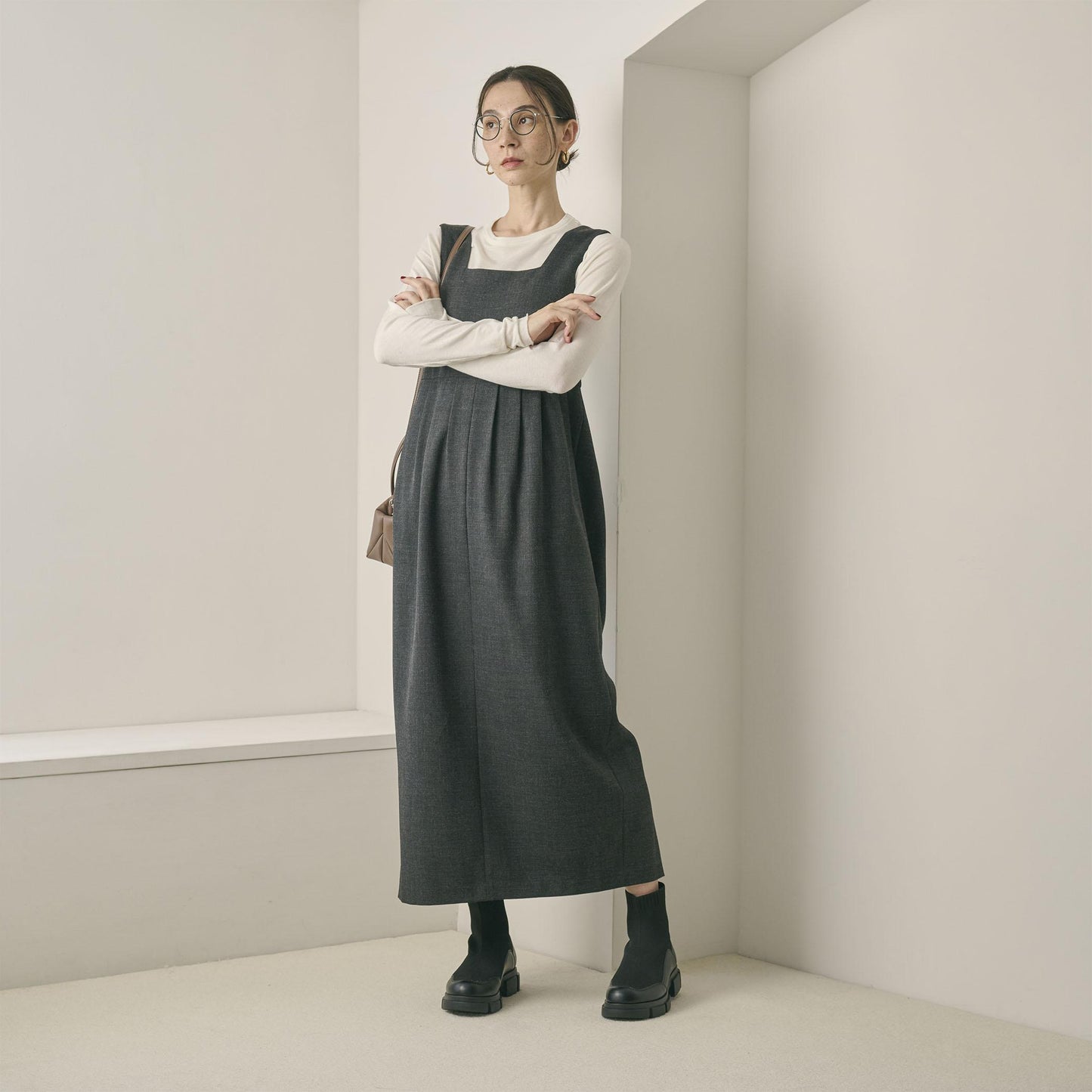 ニット レザーライク ブーツ 撥水/晴雨兼用