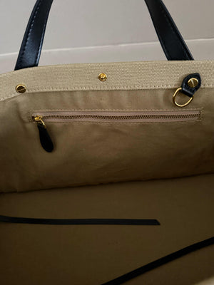 レザーハンドルキャンバストート