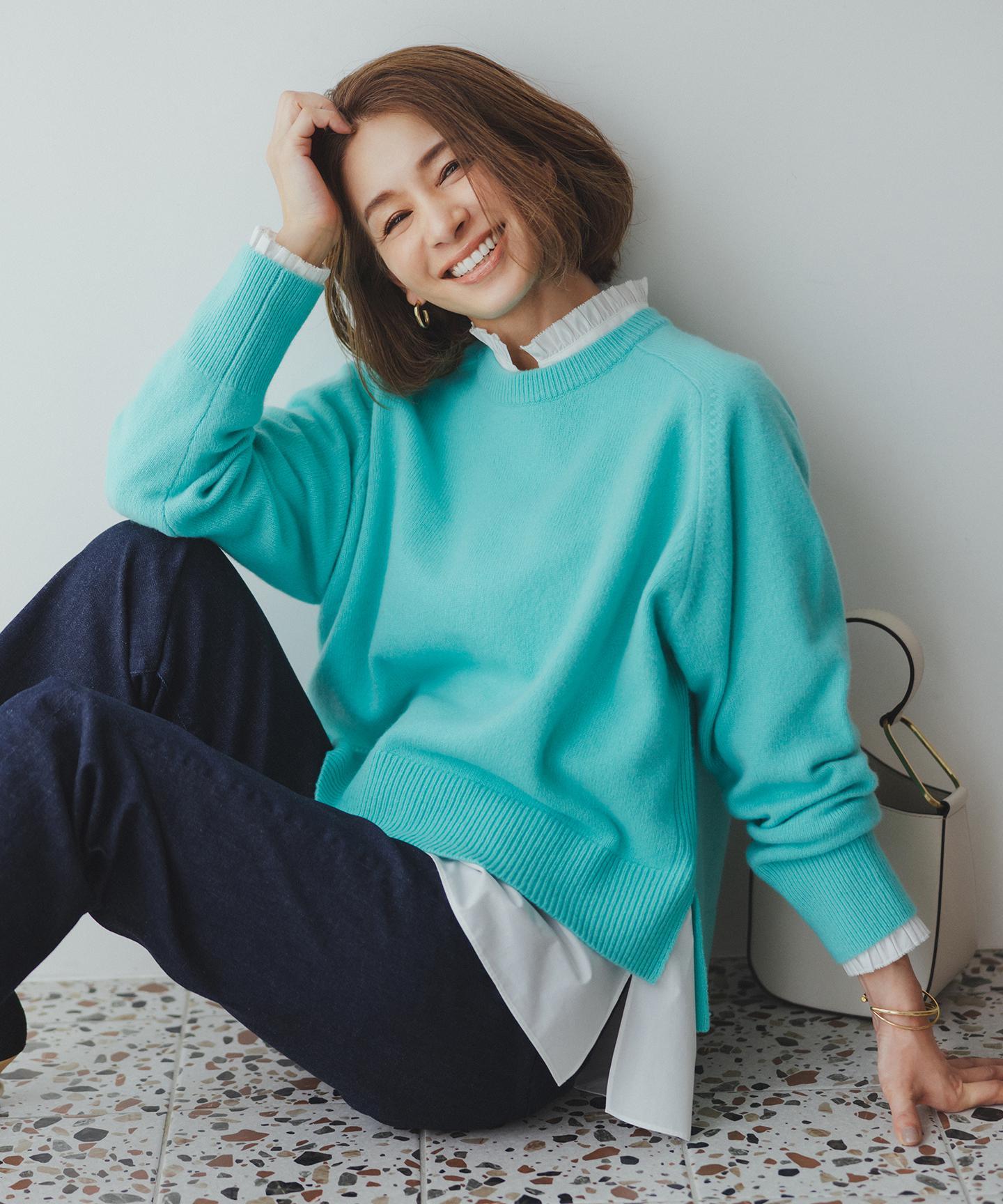 カシミヤブレンド クルーネックニット