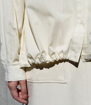 ラメストライプバッグギャザーシャツ