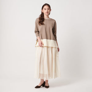 シャンブレー オーガンザ ポケット スカート