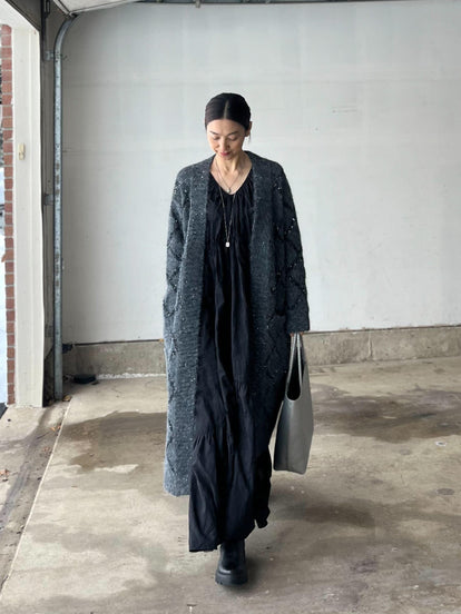 スパンコールニットロングカーディガン – &DROBE (アンドローブ)