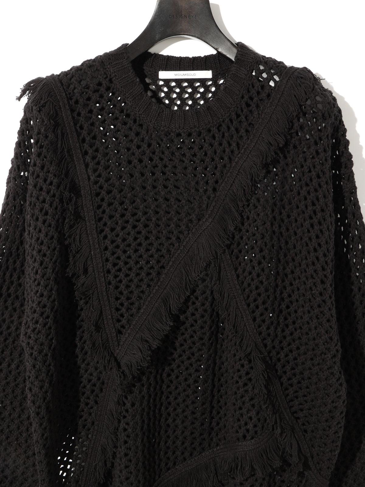 MIDIUMISOLID for Ladies フリンジメッシュプルオーバー