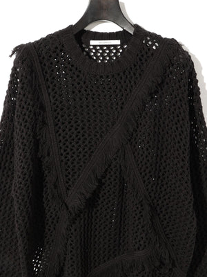 MIDIUMISOLID for Ladies フリンジメッシュプルオーバー