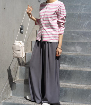 サイドベルトタックワイドスラックス