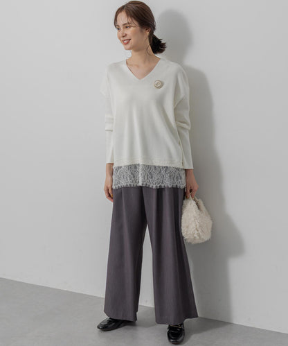 レースモチーフニットプルオーバー