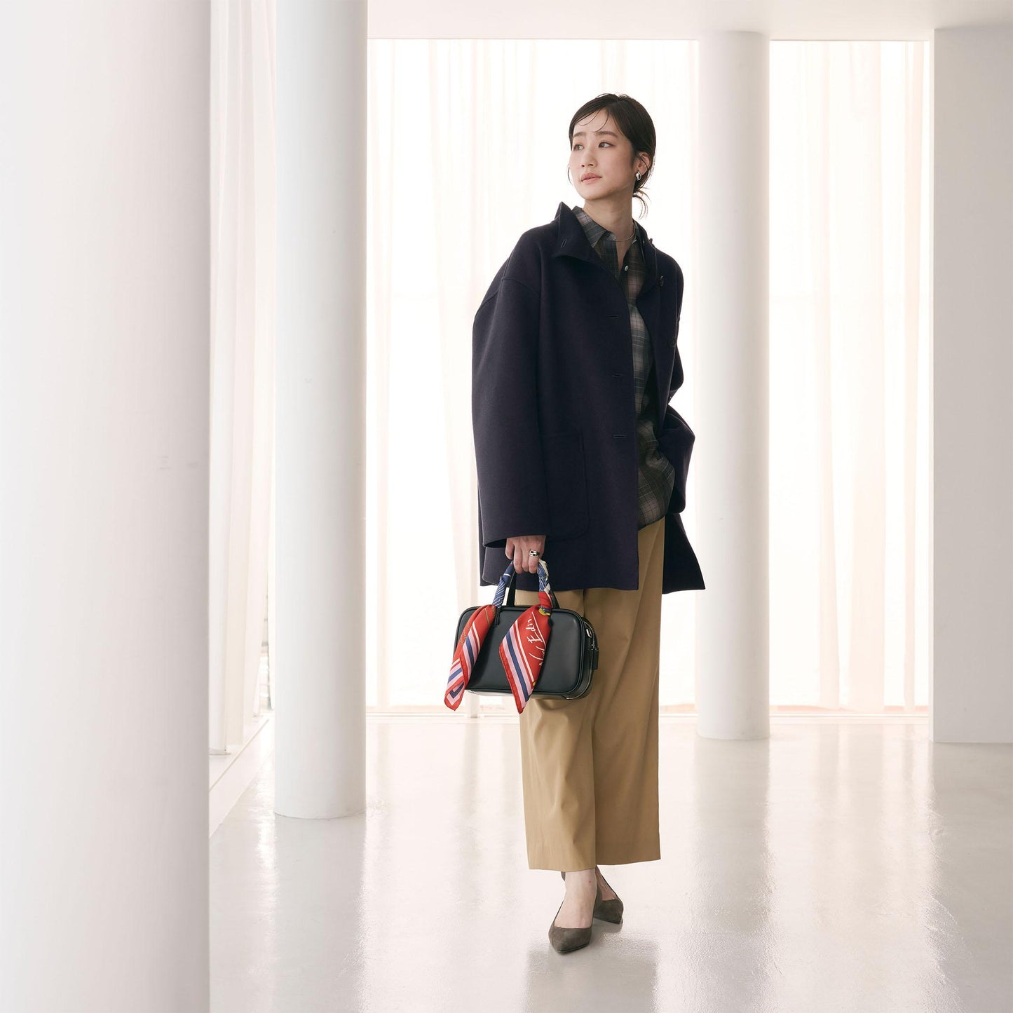 バイカラー リバー Aライン コート