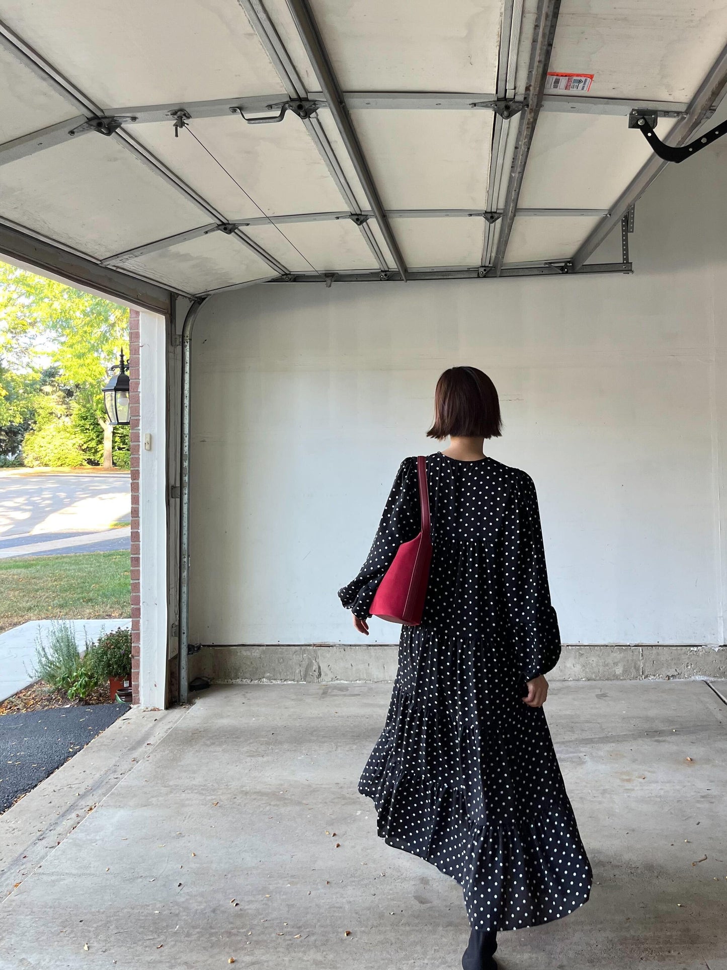 ドットスモッキングワンピース