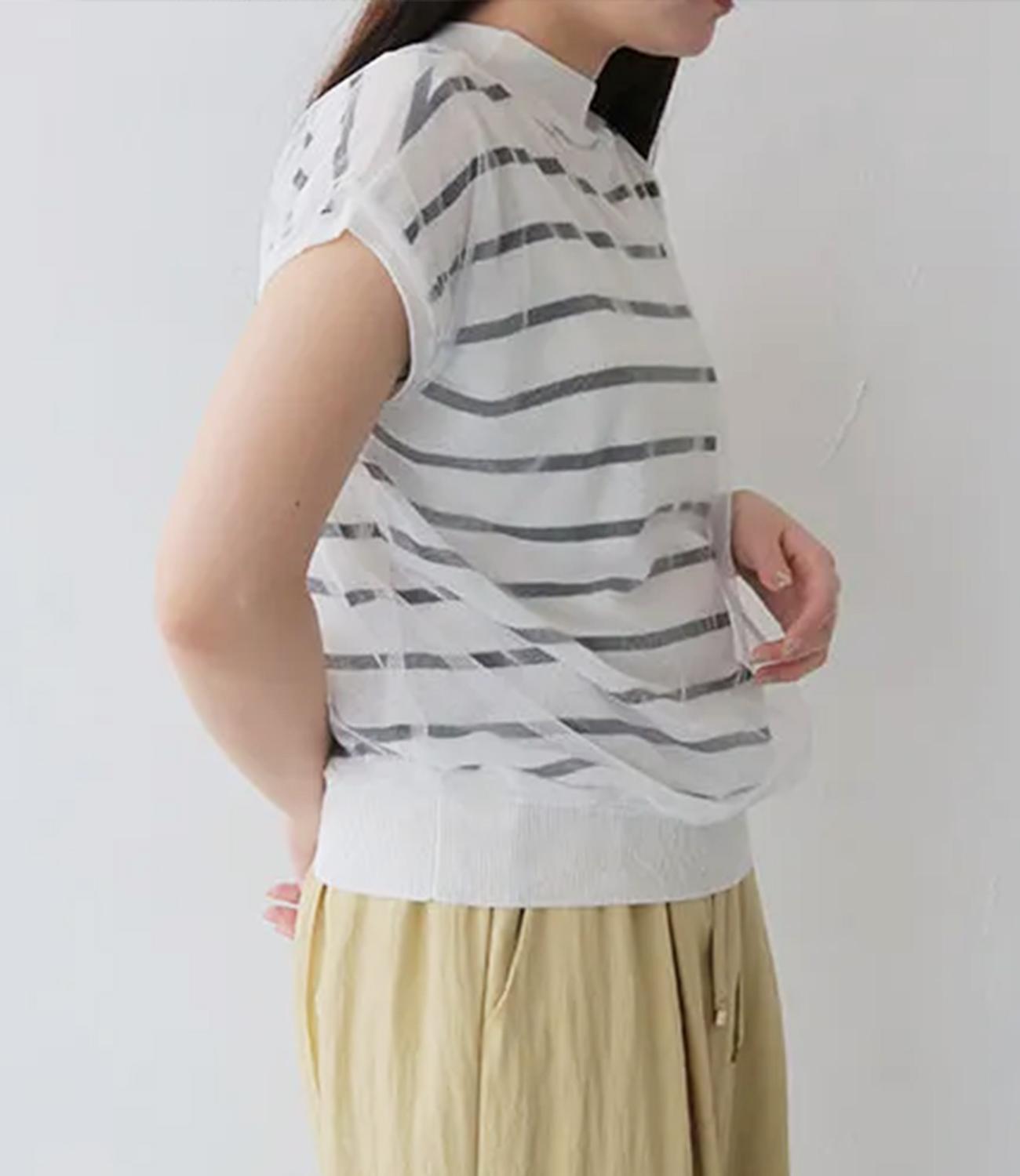 チュールレイヤードボーダーニット