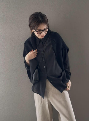 Sheer long cuffs shirt