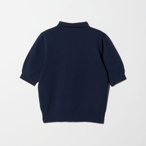 襟付き 5分袖 プルオーバー ニット