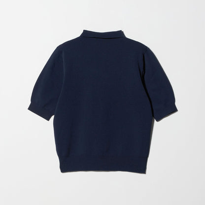 襟付き 5分袖 プルオーバー ニット