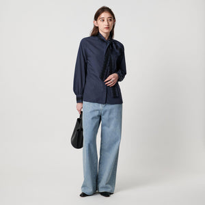 レース コンビ ボウタイ リボン ブラウス ‐ウォッシャブル‐