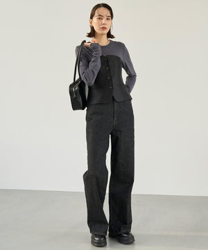 撥水 ワイドストレートデニム