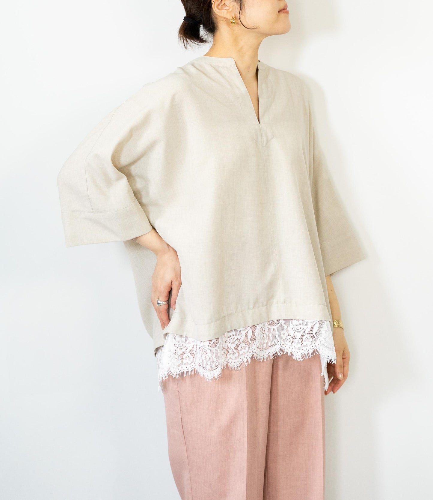 レースドッキングスキッパーブラウス