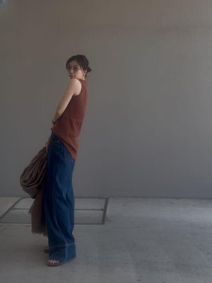 パネルヘムストレートデニム