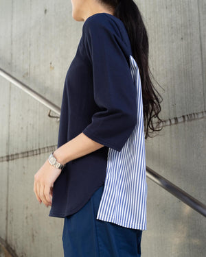 7分袖異素材切替カットソー