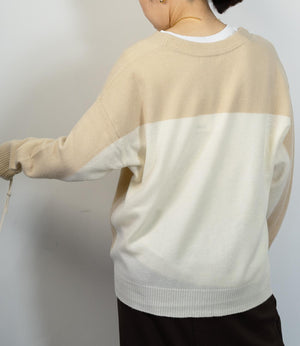 カシミアライクバイカラーカーディガン