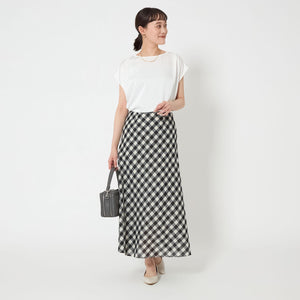 メッシュ ナロー フレア チェック スカート