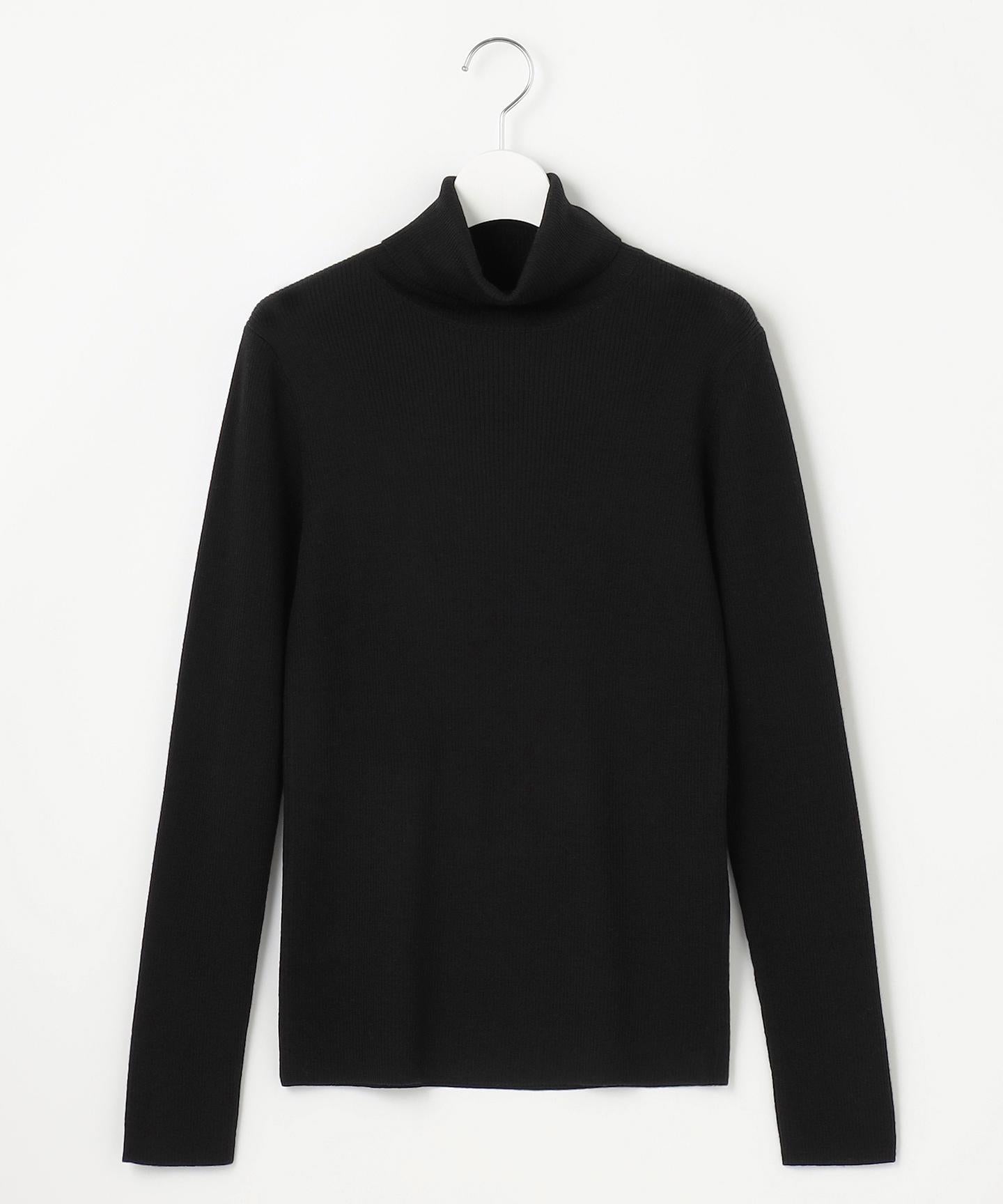 ウーステッドウール リブタートルネック ニット