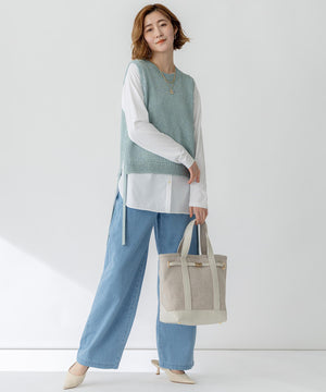 ライトダンガリー ワイドパンツ