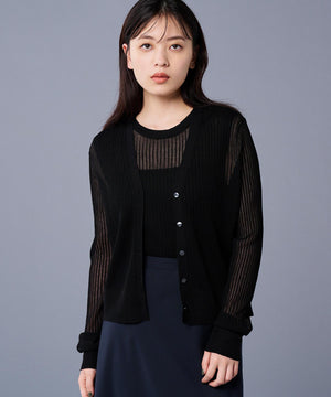 シアー リブ ニット カーディガン（uncrave STANDARD）