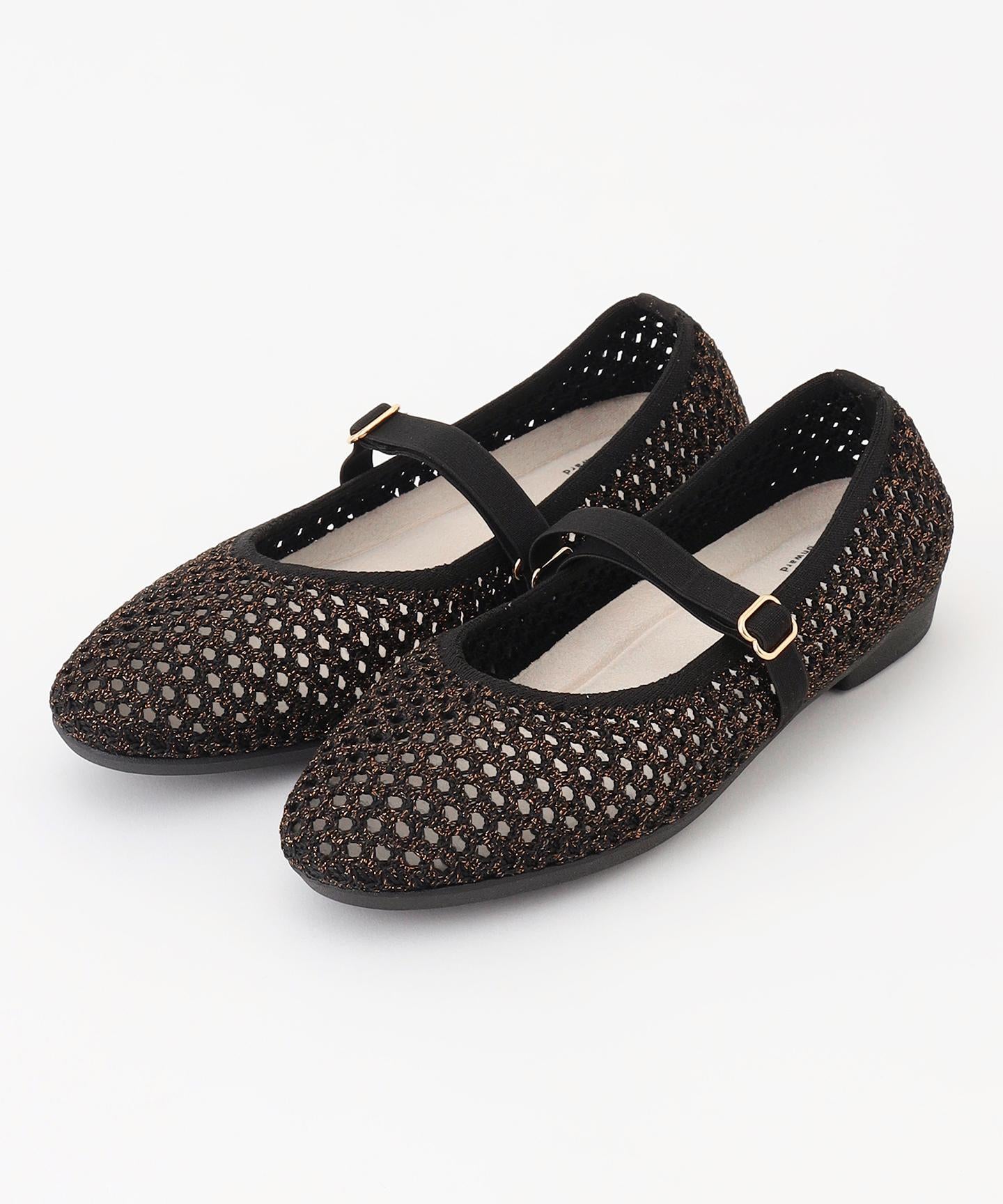 ラウンド メッシュ バレエパンプス