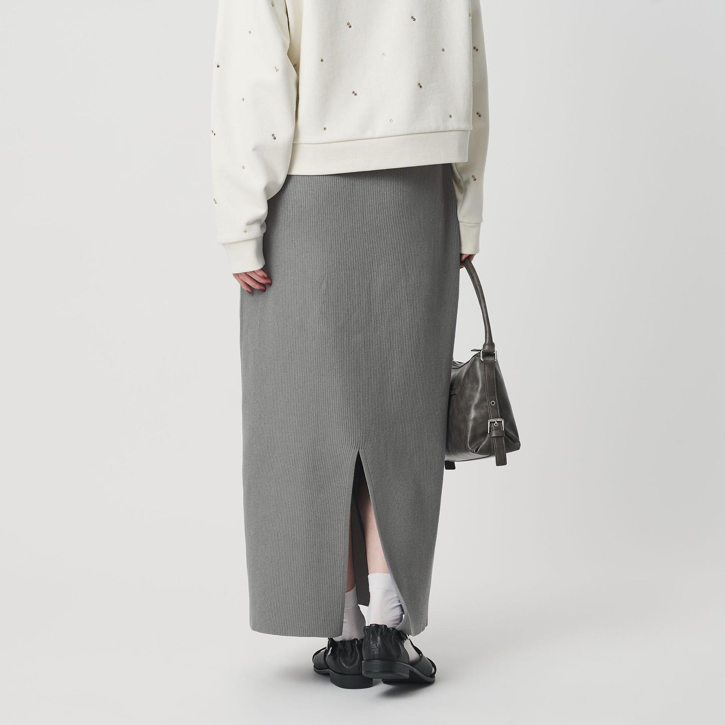 【WEB限定 Wardrobe DAILY MINIMAL】ポリエステルコットン リブニットタイトスカート ウォッシャブル