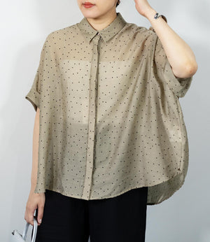 シアーフロッキードットブラウス
