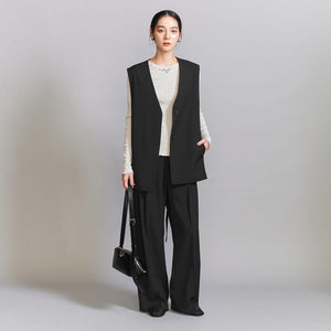【WEB限定 Wardrobe DAILY MINIMAL】ダブルクロス リボンベルトジレ -ウォッシャブル-